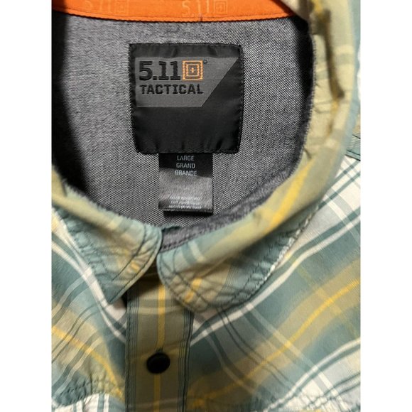 Lot Of 2 Mens 511 Tactical Shirt Large Plaid Short Sleeve Vented Green Blue - Picture 2 of 11